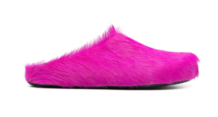 MARNI FUCHSIA LONG HAIR-FUSSBET SABOT SLIPPERS 241220