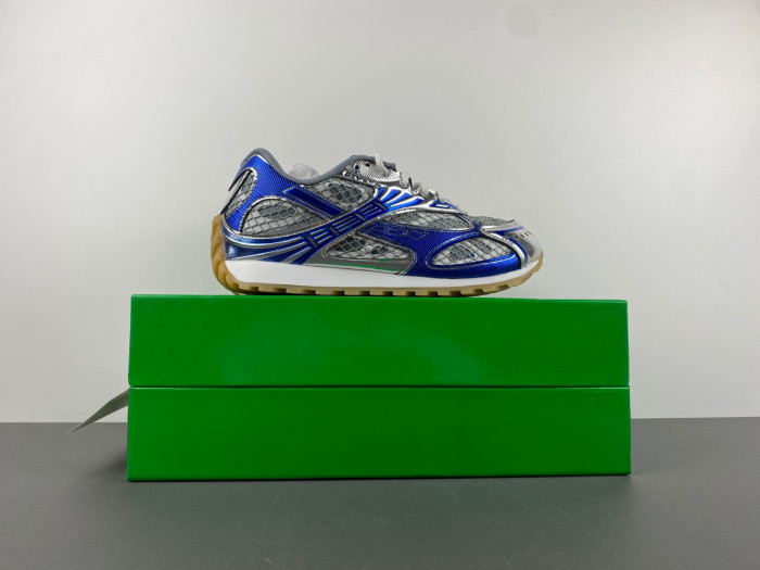 Bottega Veneta Silver & Blue Orbit Sneakers 241798F128005