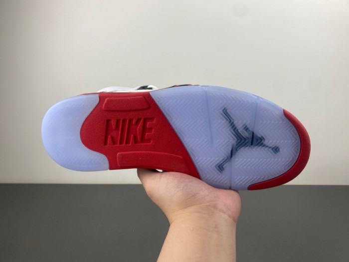 OFF WHITE AIR JORDAN 5 FIRE RED BLACK TONGUE - HQ7978-101