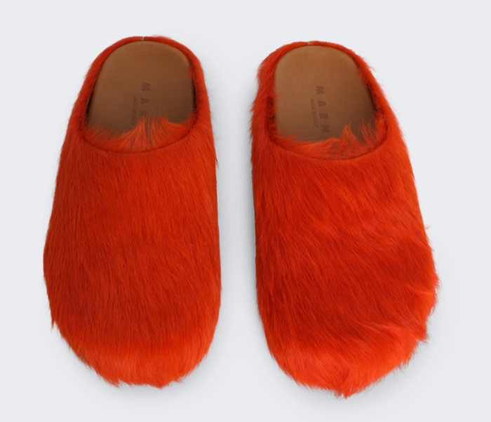 MARNI FUCHSIA LONG HAIR-FUSSBET SABOT SLIPPERS 2412206