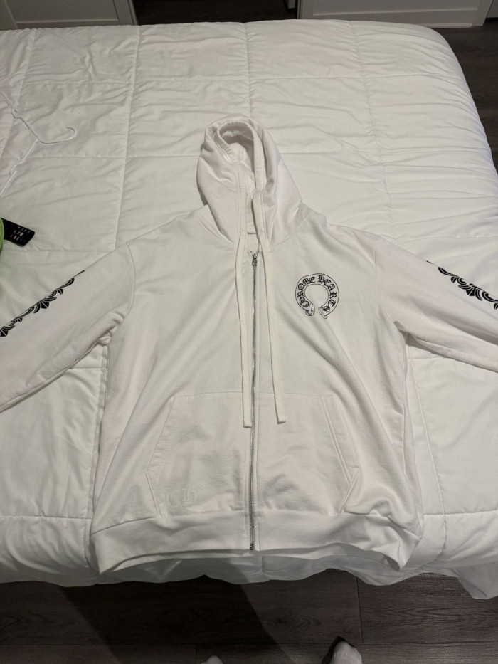 chrome hearts horseshoe floral zip up hoodie