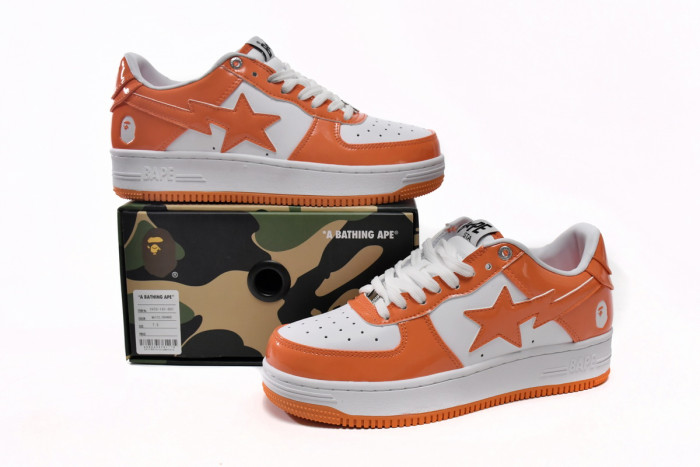 a bathing ape bape sta low white orange 1h70-191-001