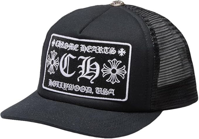 CHROME HEARTS CH HOLLYWOOD TRUCKER HAT BLACK/BLACK