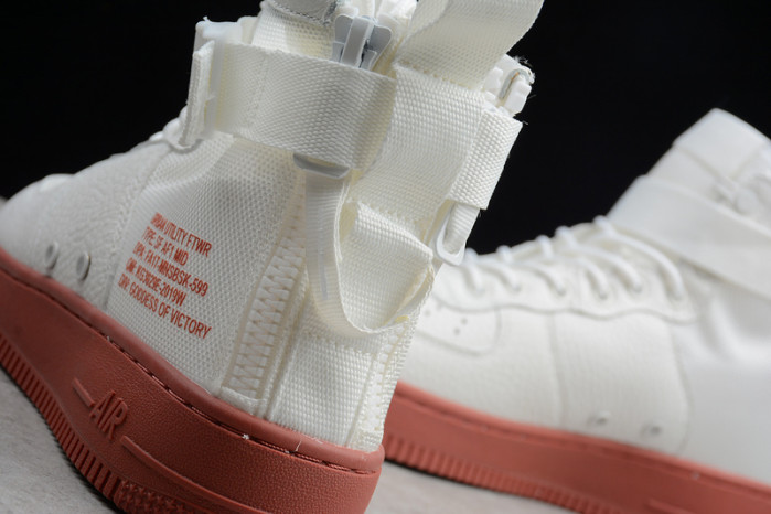 nike sf air force 1 mid "red ivory" white mens - 917753-100