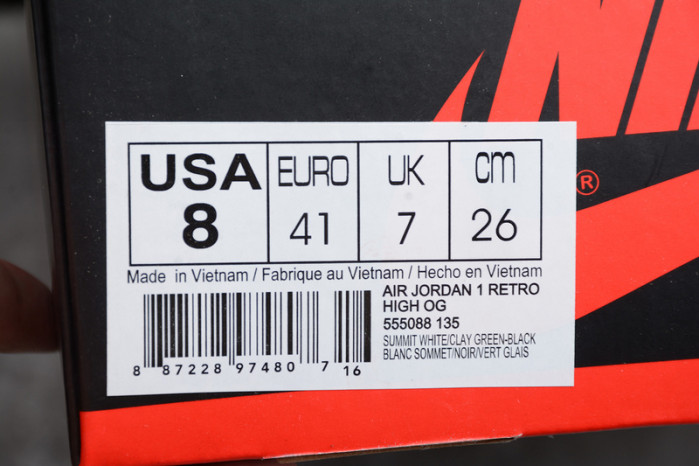 air jordan 1 retro "clay green" - air jordan -555088-135