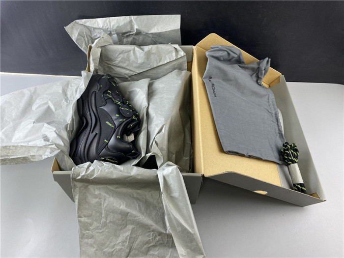 bl triple s black trainers green letters h903p80817