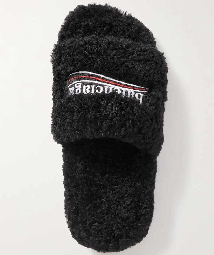 Balenciaga Faux Fur Logo Slides 20241011