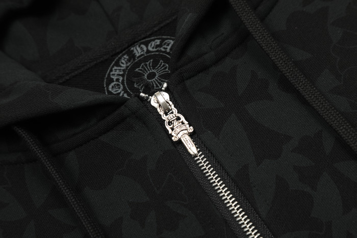Chrome Hearts Horseshoe Floral Zip Up Hoodie KE818